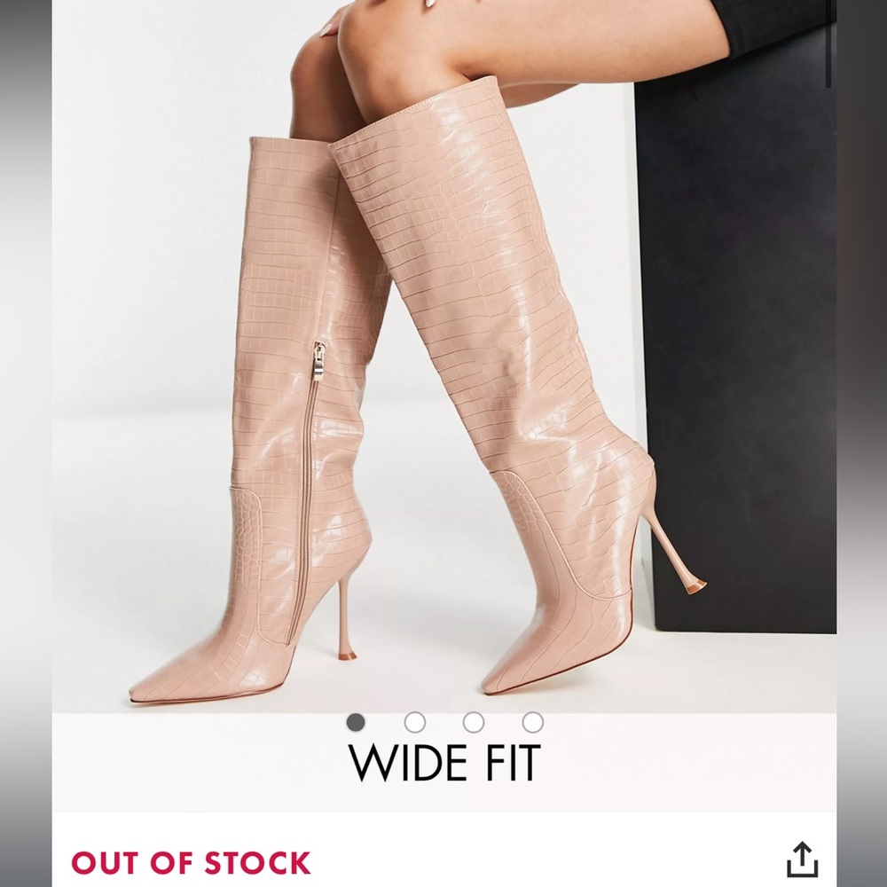 Knee high beige croc boot